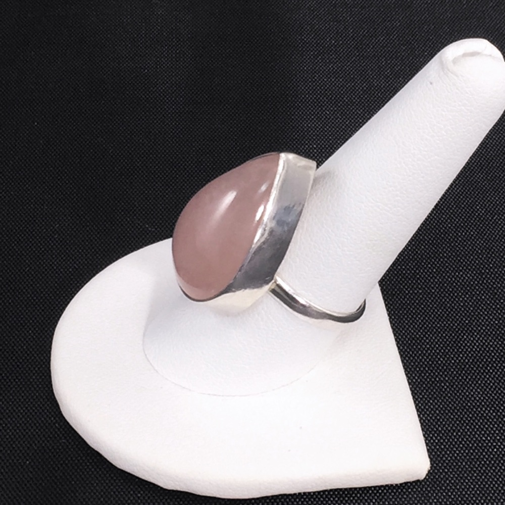 Huge rose quartz ring, sterling silver